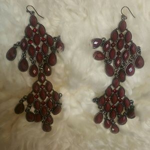 Chandelier Earrings-Burgandy